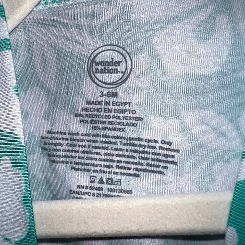 NWT Wonder Nation Baby Zip Rashie Hibiscus Size 3-6 Months - Picture 2 of 5